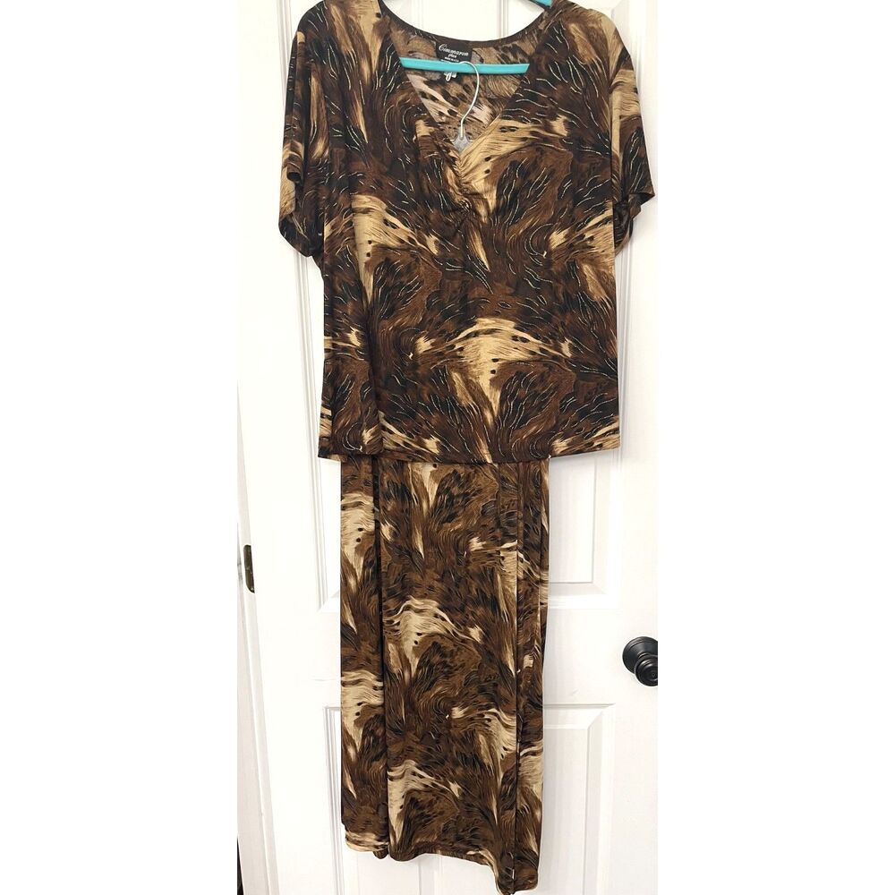 Vtg 2pc Women's Top & Skirt Outfit Animal Print sz 26/28